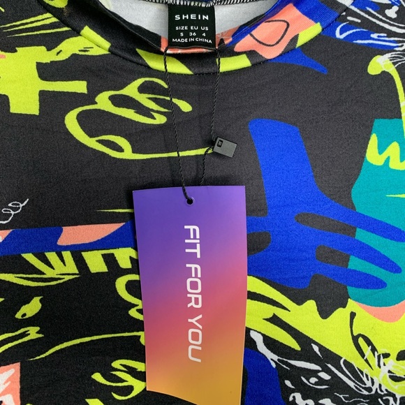 Urban Graffiti HipHop Print Bodycon Dress